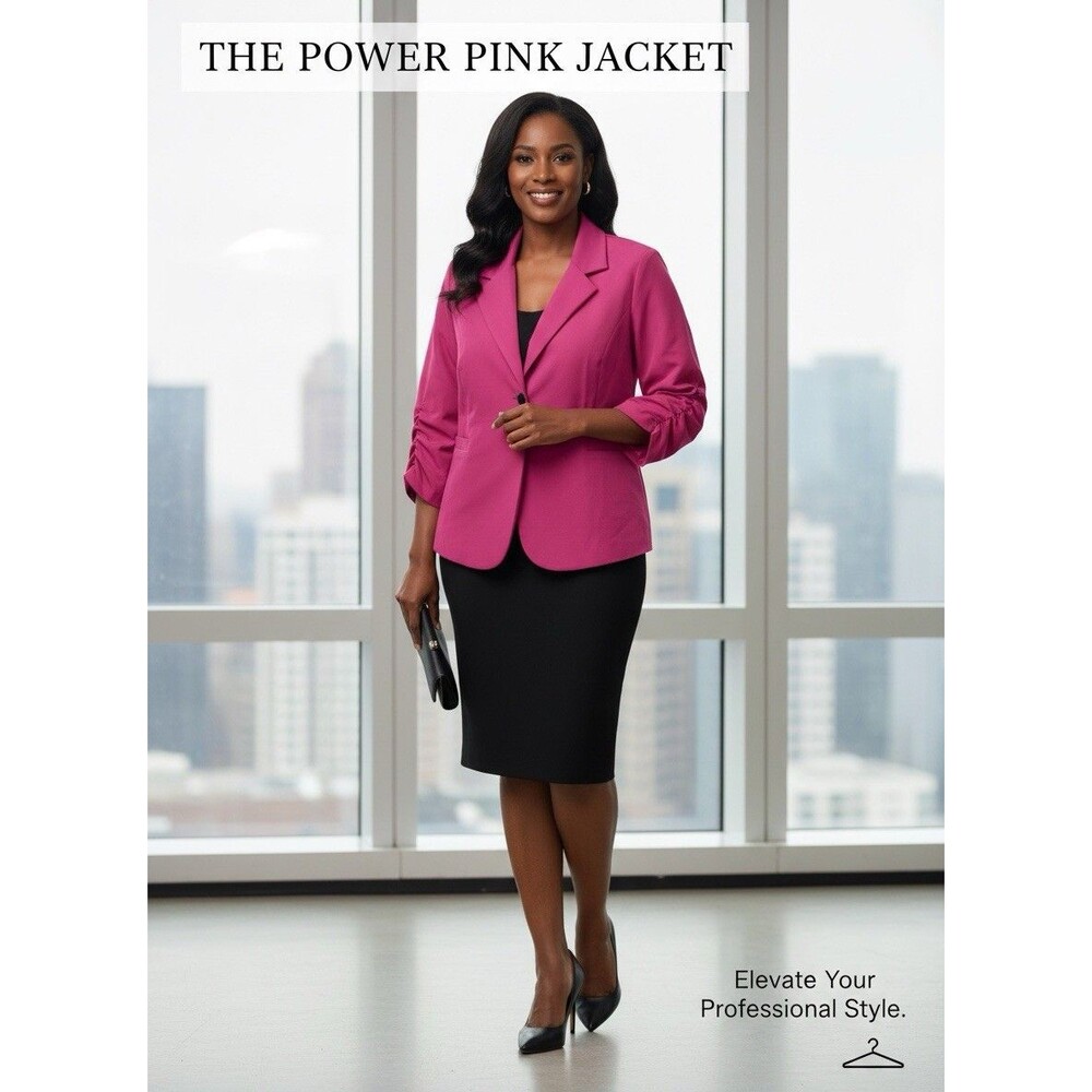 Ladies Hot pink Career Jacket Size L (Pre-Loved)